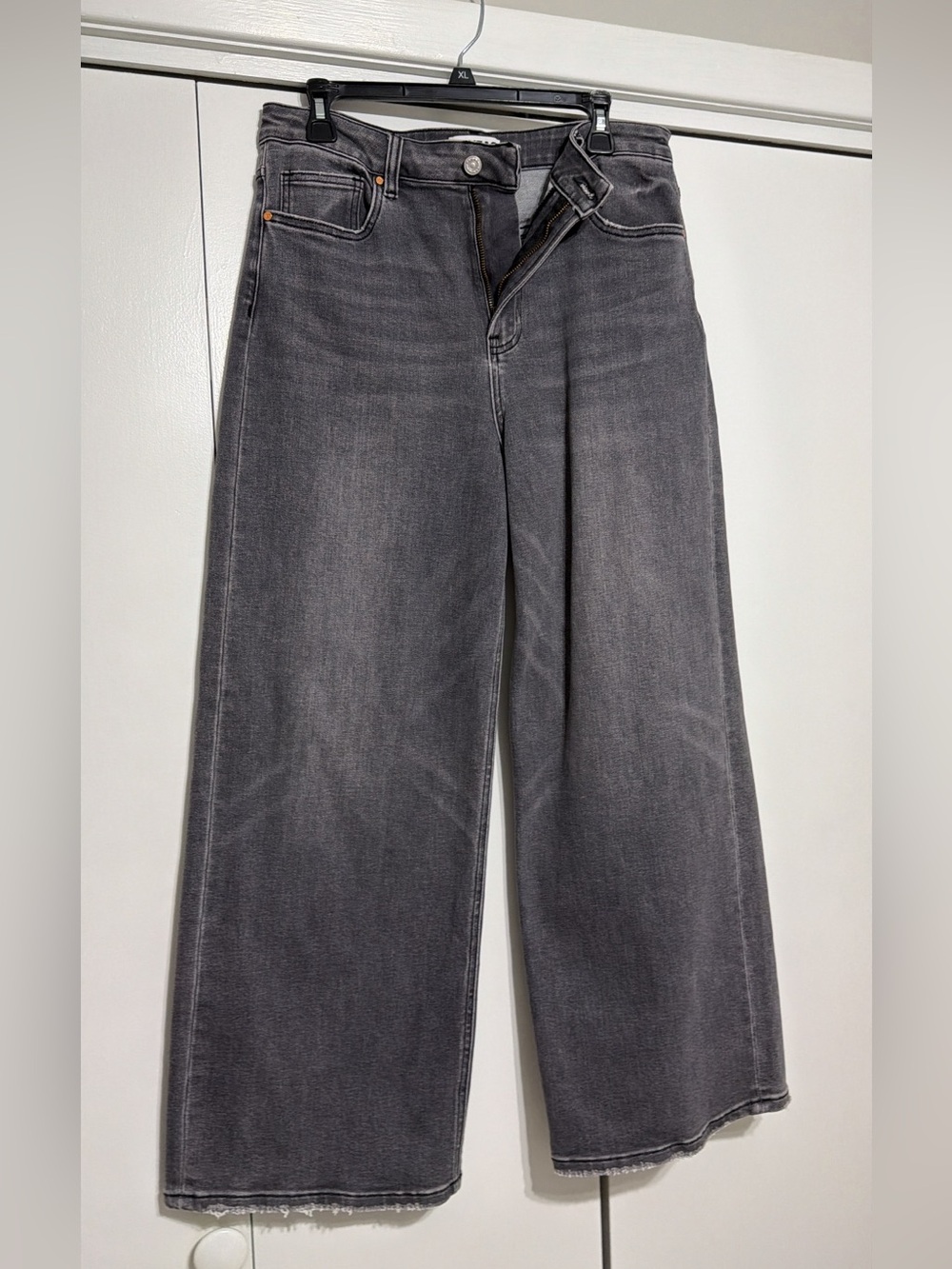 High-Rise Wide Leg Jeans in Washed Charcoal
